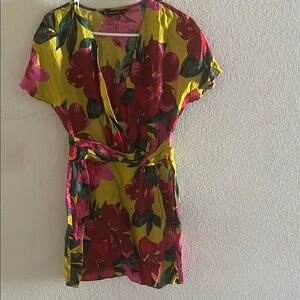 Zara Floral Mini Dress - Yellow and Pink